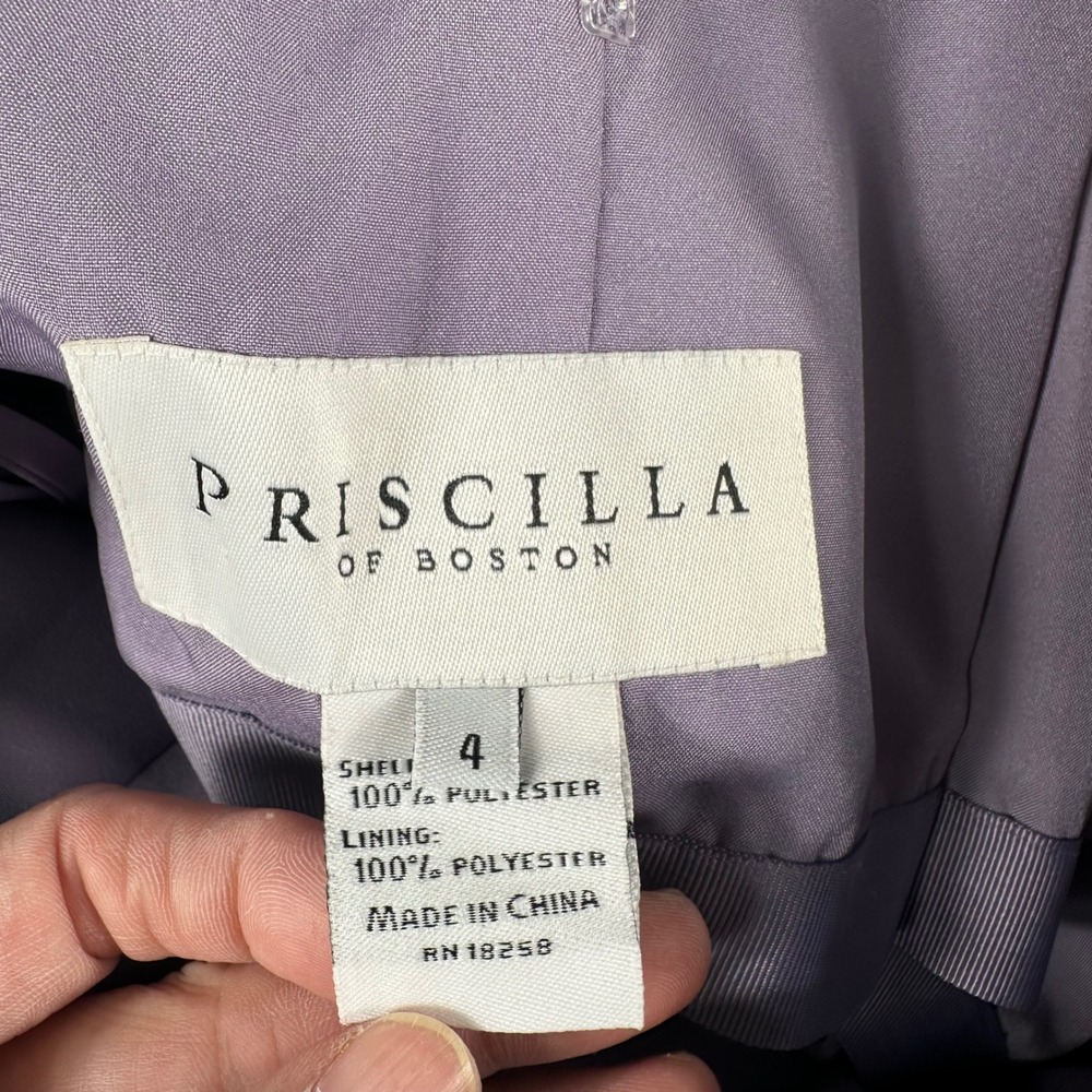 Priscilla of Boston Cocktail Dress Women 4 Purple Strapless Chiffon Aesthetic - Picture 4 of 8